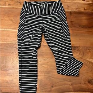 Athleta Navy and White Striped Leggings
